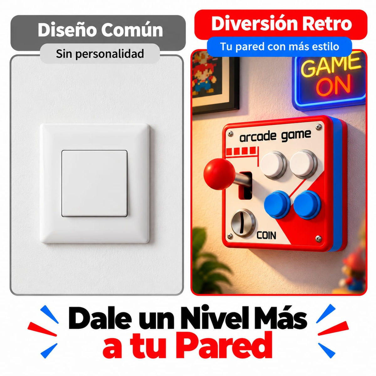 RetroSwitch™ – Interruptor de Luz Arcade con Joystick